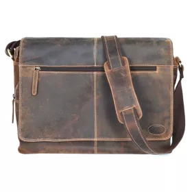    Giorgio Carelli: Veľká sťahovacia kožená bočná taška, taška na notebook 43 cm