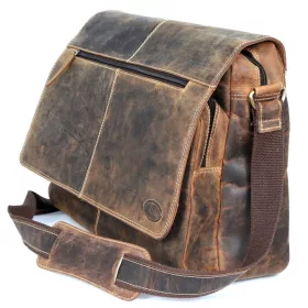    Giorgio Carelli: Veľká sťahovacia kožená bočná taška, taška na notebook 43 cm