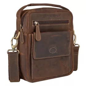  Hnedá kožená bočná kabelka Giorgio Carelli, crossbody