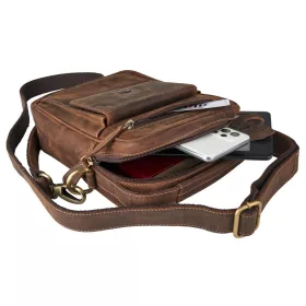  Hnedá kožená bočná kabelka Giorgio Carelli, crossbody