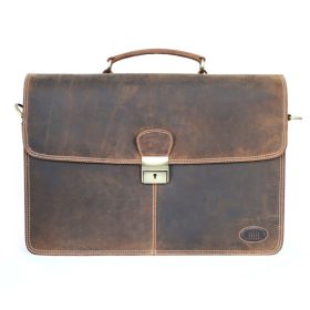 Veľká hnedá kožená aktovka Giorgio Carelli 15"