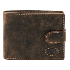    Tmavohnedá kožená pánska peňaženka Giorgio Carelli so širokým remienkom