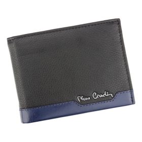    Pierre Cardin TILAK37 8806 RFID čierno-modrá pánska kožená peňaženka 12,5 x 9,5 cm