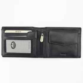    EL FORREST 892/A-67 RFID čierna pánska kožená peňaženka 12 x 9,5 x 2,5 cm