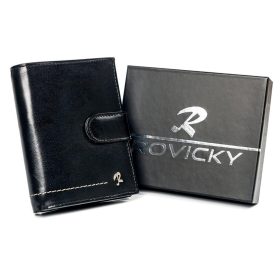    Rovicky N4L-CMC čierna pánska peňaženka z pravej kože 9,5 x 12,5 x 2,5 cm