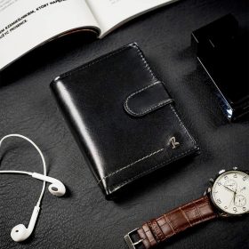    Rovicky N4L-CMC čierna pánska peňaženka z pravej kože 9,5 x 12,5 x 2,5 cm