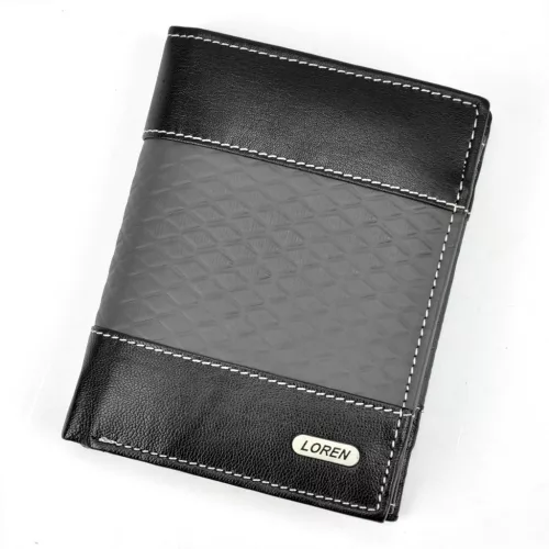  Pánska peňaženka Loren N4-DDG z čiernej hovädzej kože 10 x 13,3 x 2,5 cm