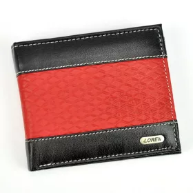    Pánska peňaženka Loren N992-DDG z hovädzej kože v čierno-červenej farbe 12,8 x 10,5 x 2,5 cm