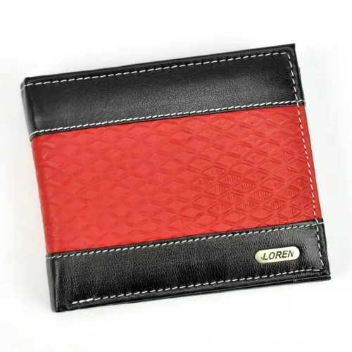  Pánska peňaženka Loren N992-DDG z hovädzej kože v čierno-červenej farbe 12,8 x 10,5 x 2,5 cm