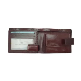    Saténová hnedá kožená peňaženka Giorgio Carelli 11,5 x 8,5 cm
