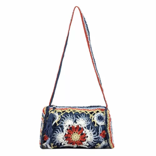  Dámska pletená kabelka cez rameno Lookat LK-LG19153 modrá 22 x 13 x 13 cm