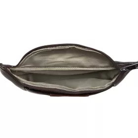    Pánska tmavohnedá kožená kabelka na opasok Giorgio Carelli, crossbody