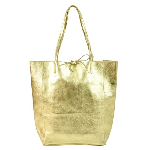  Dámska kožená kabelka cez rameno Patrizia 419-013-02 MET zlatá, nákupná taška 37 x 38 x 13 cm