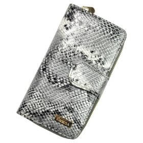    Dámska sivá kožená peňaženka Patrizia s kroko vzorom, RFID 9,5 × 17 cm