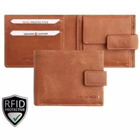    Peňaženka Giorgio Carelli z fefi koňakovej kože so širokým remienkom, RFID