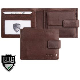    Kožená crossbody peňaženka Giorgio Carelli fefi hnedá, 11,5×9 cm, RFID