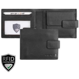    Kožená crossbody peňaženka Giorgio Carelli fefi čierna, 11,5×9 cm, RFID