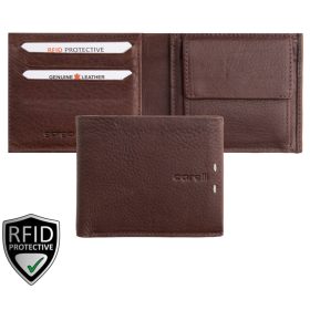    Pánska hnedá kožená peňaženka Giorgio Carelli s RFID ochranou, 11 × 9 cm