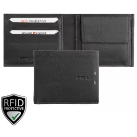    Čierna pánska kožená peňaženka Giorgio Carelli s RFID ochranou, 11 × 9 cm