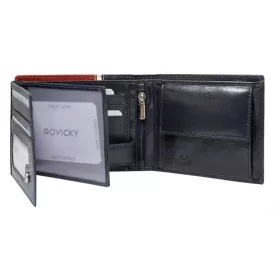    Rovicky čierno-červená pánska kožená peňaženka s RFID ochranou 12×9,5 cm