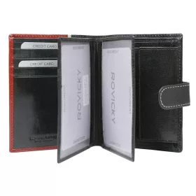    Rovicky 331L-RBA-D RFID čierno-červená pánska kožená peňaženka 10 x 12,5 x 2 cm