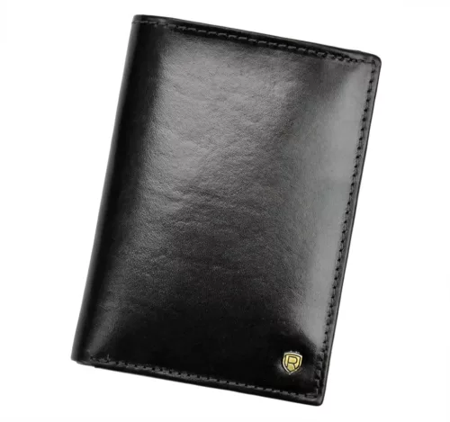  Pánska kožená peňaženka Rovicky N74-RVT RFID čierna 9,5 x 13 x 2,5 cm