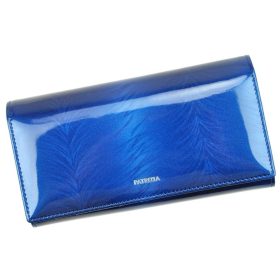   Dámska kožená peňaženka so vzorom Patrizia, modrá farba, RFID 18,5 × 10 cm