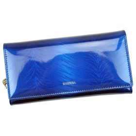    Dámska kožená peňaženka so vzorom Patrizia, modrá farba, RFID 19 × 10 cm