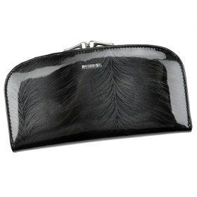    Dámska kožená peňaženka Patrizia so vzorom, tmavošedá, RFID 18,5 × 10 cm