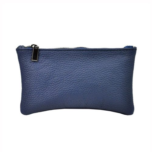  Dámska kozmetická taška Gregorio MOBI-02 DOLLARO z hovädzej kože v námorníckej modrej farbe 19 x 10,5 x 1,5 cm