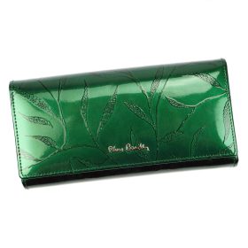    Pierre Cardin 02 LEAF 122 zelená lakovaná dámska peňaženka 19,5 x 10 cm