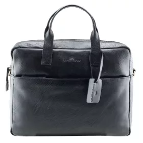    Koža Giorgio Carelli, čierna taška na notebook, bočná taška