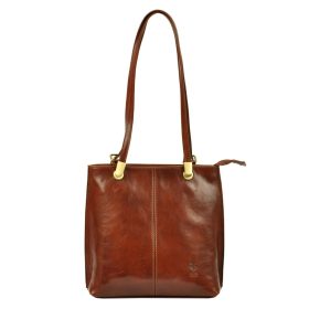    Florence 35 talianska hnedá dámska taška cez rameno premeniteľná na batoh 32 x 28 x 9 cm