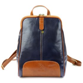    Florence 2001 tmavomodro-hnedý dámsky batoh z hovädzej kože 29 x 33 x 12 cm