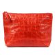  Dámska kozmetická taštička Gregorio COSMETICS-002 CROCO červená z hovädzej kože 27 x 20 x 10 cm