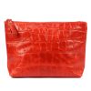  Dámska kozmetická taštička Gregorio COSMETICS-002 CROCO červená z hovädzej kože 27 x 20 x 10 cm
