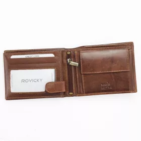    Rovicky N992-RVT RFID hnedá pánska kožená peňaženka 12,5 x 9,5 x 2,5 cm