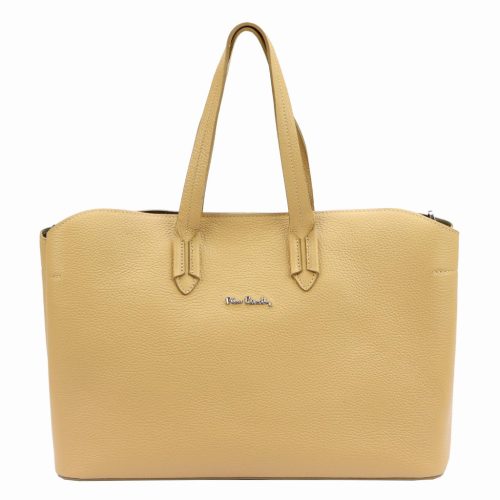  Dámska kožená kabelka cez rameno Pierre Cardin FRZ 1819 béžová 37 x 24 x 16 cm