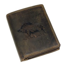    Pánska kožená peňaženka Giorgio Carelli hunter s motívom diviaka, RFID ochrana