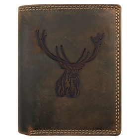    Pánska kožená peňaženka Giorgio Carelli hunter s motívom hlavy jeleňa, RFID ochrana