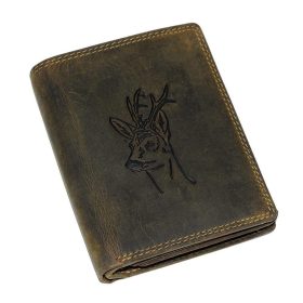    Poľovnícka pánska kožená peňaženka Giorgio Carelli s motívom jeleňa, RFID ochrana