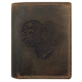    Pánska kožená peňaženka Giorgio Carelli hunter s motívom hlavy muflóna, RFID ochrana
