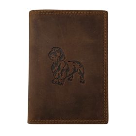    Giorgio Carelli hnedý kožený držiak na občiansky preukaz s potlačou jazvečíka 10×14 cm