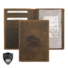   Giorgio Carelli hnedý kožený držiak na občiansky preukaz s potlačou diviaka 17×12,5 cm