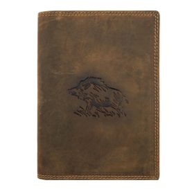    Giorgio Carelli hnedý kožený držiak na občiansky preukaz s potlačou diviaka 17×12,5 cm