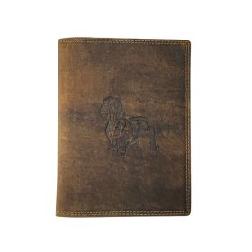    Giorgio Carelli hnedý kožený držiak na občiansky preukaz s potlačou jazvečíka 17×12,5 cm