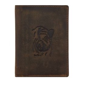    Kožený držiak maďarského poľovného lístka Giorgio Carelli s motívom kančej hlavy, RFID ochrana