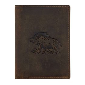    Kožený držiak maďarského poľovného lístka Giorgio Carelli s motívom diviakov, RFID ochrana