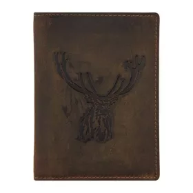    Kožený držiak maďarského poľovného lístka Giorgio Carelli s motívom hlavy jeleňa, RFID ochrana