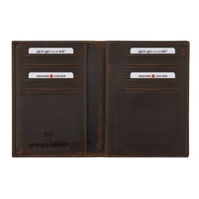    Kožený držiak maďarského poľovného lístka Giorgio Carelli s motívom hlavy srny, RFID ochrana